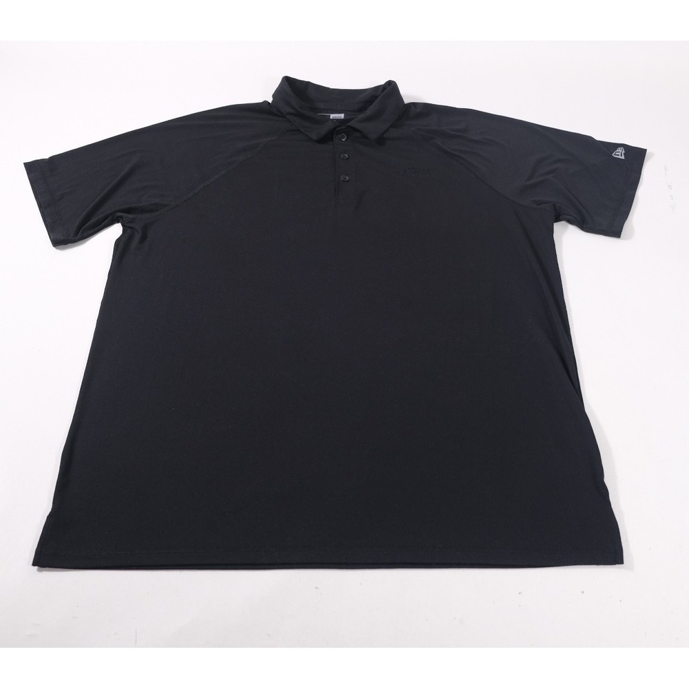 New Era Polo Shirt Mens XL Black Ford Embroidered Short Sleeve Performance Golf